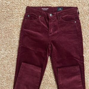 Burgundy Velvet Straight Pants